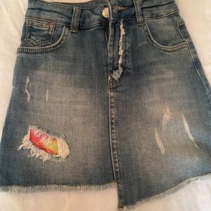 Distressed Denim Skirt